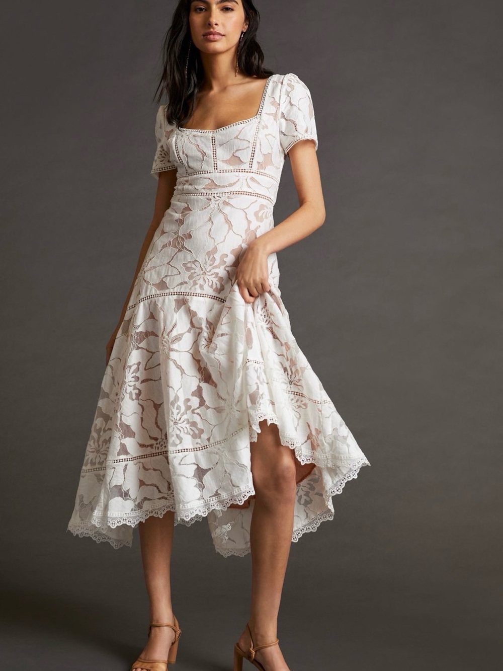 EUC Anthropologie Slim Lace Maxi Dress Size 14